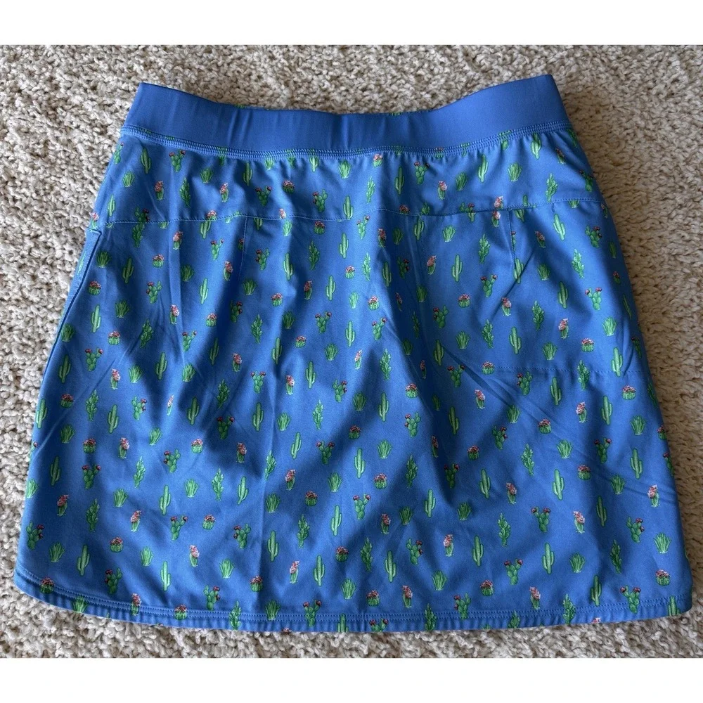 RLX Ralph Lauren Golf Skort Women Small Blue Cactus Print Excellent Activewear